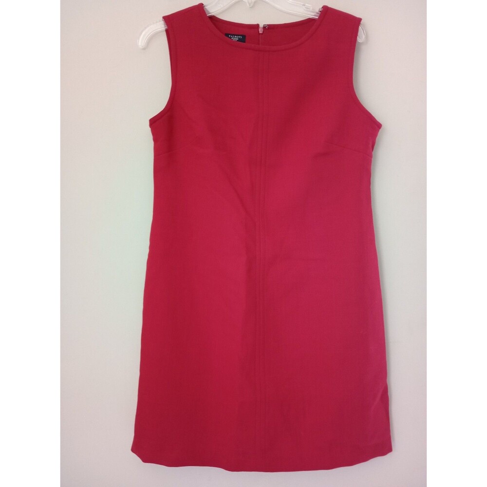 Talbots Deep Red Sleeveless Sheath Dress Back Zipper Size 10 Petite